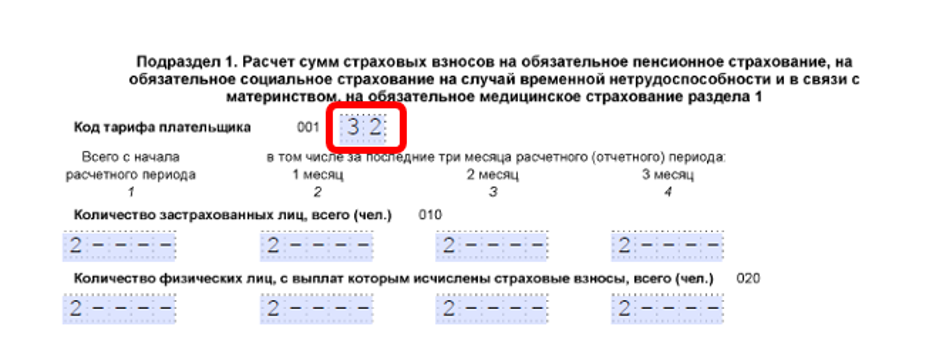 Рекомендованная форма РСВ с 2026 года образец заполнения подраздела 1 разд. 1